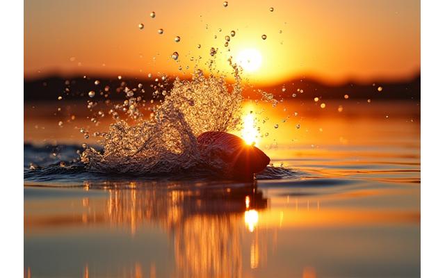 Un artificiale topwater crea schizzi e onde sulla superficie dell'acqua, simulando un pesce in difficoltà.