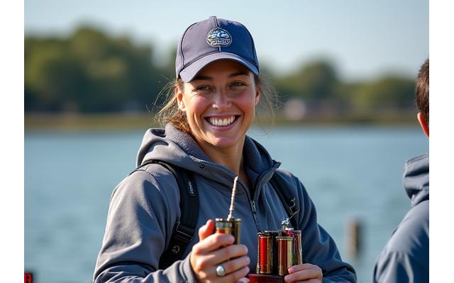 Pescatrice agonista Maria Bianchi con il trofeo di una competizione
