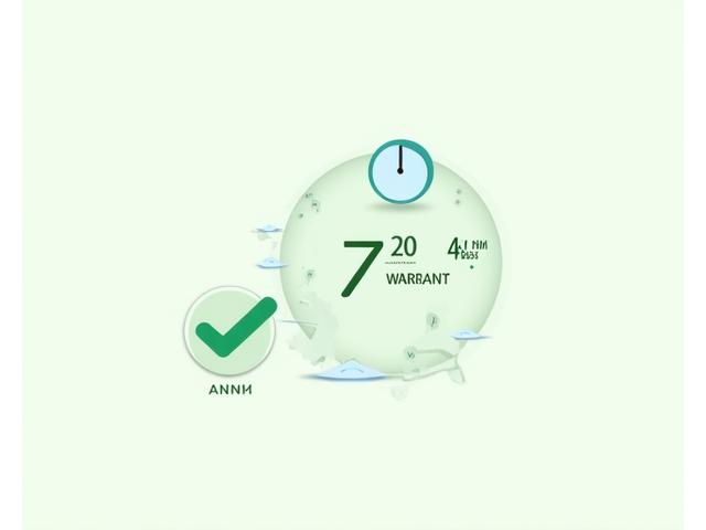 Illustrazione stilizzata di un servizio assistenza con un orologio che indica 48h, una spunta verde per la garanzia di 7 anni e una mappa dell'Italia con punti di assistenza. Tono di affidabilità.