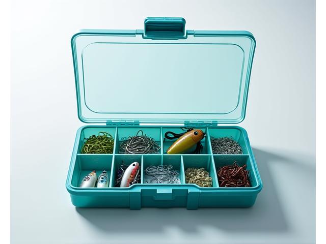 Tackle box Giada Ami con scomparti modulari aperti, mostrando l'organizzazione impeccabile di esche e accessori